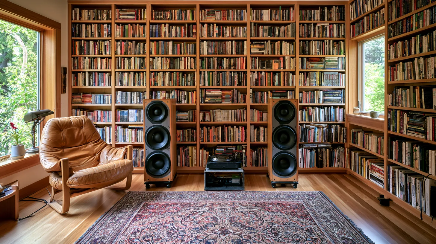 A cozy room featuring filled bookshelves, a comfortable chair, and natural light streaming through a window, creating a warm and inviting atmosphere.