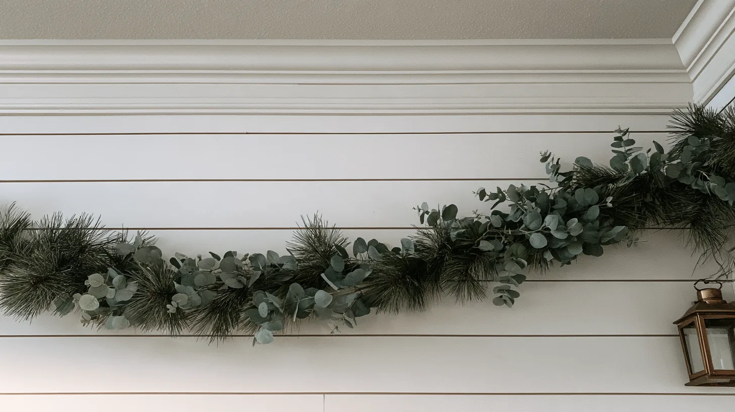 A clean wall decorated with soft greenery, creating a serene and professional atmosphere.