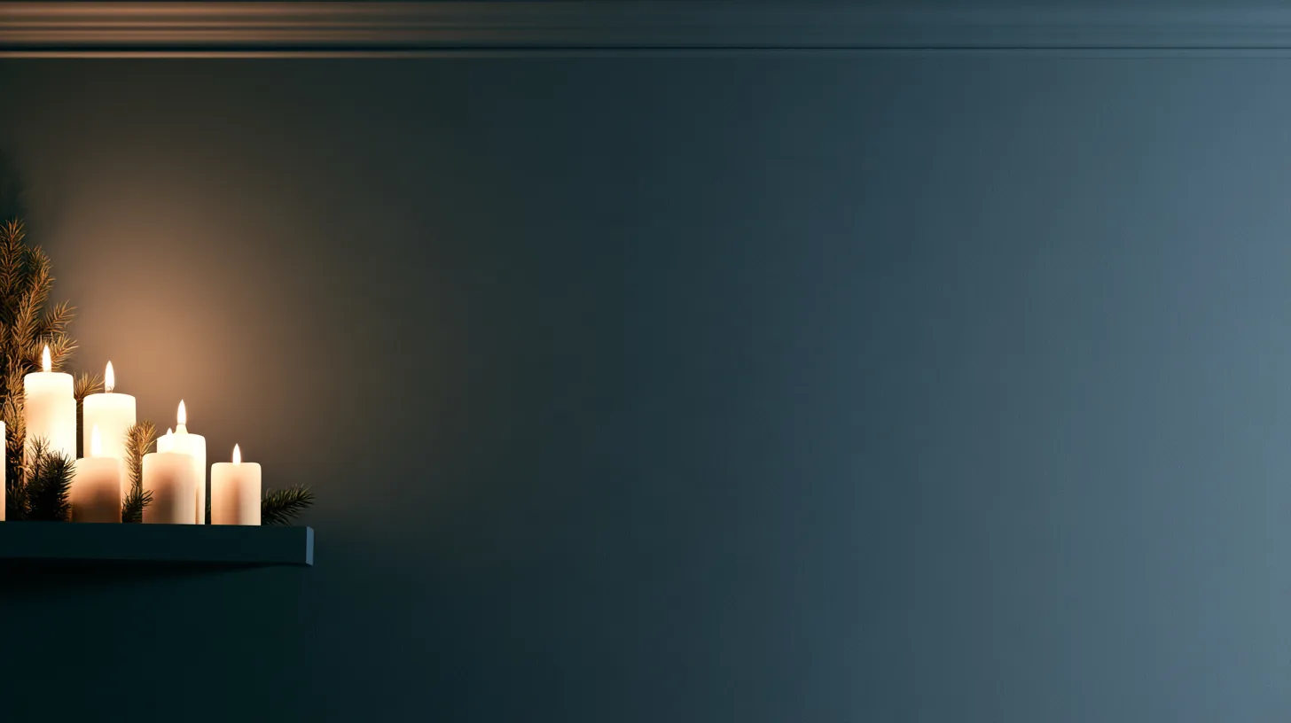 A minimalist wall with softly glowing candles on a shelf, creating a warm and inviting atmosphere.
