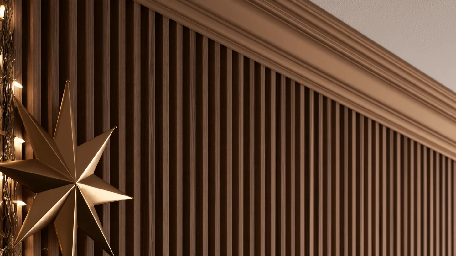 Textured wall with warm tones and decorative elements, suitable for corporate settings.