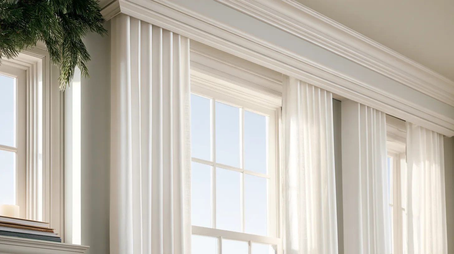 Bright room with large windows covered by sheer curtains, allowing natural light to illuminate the space.
