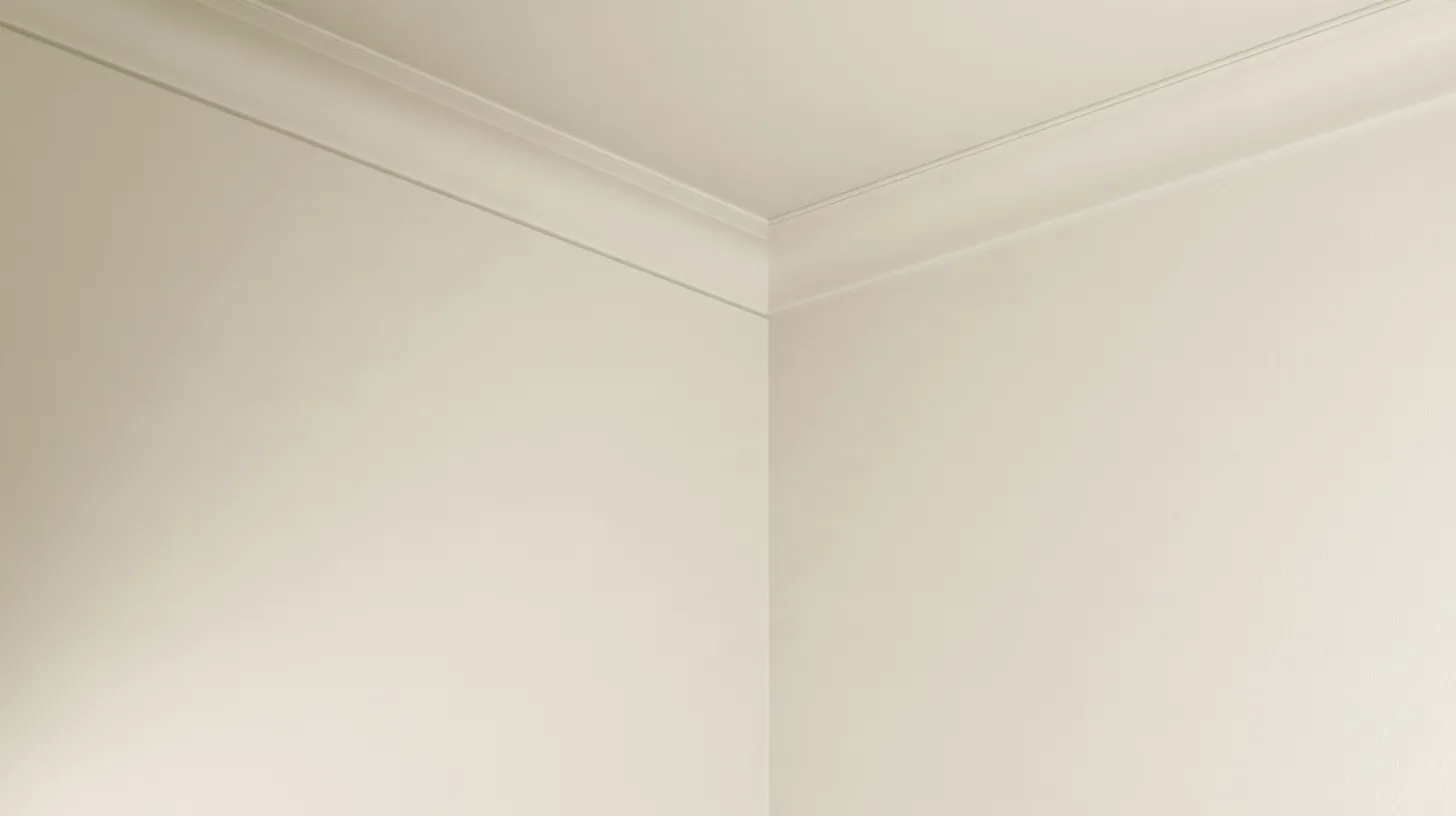 Light neutral wall corner with subtle texture and clean lines, suitable for corporate video calls.