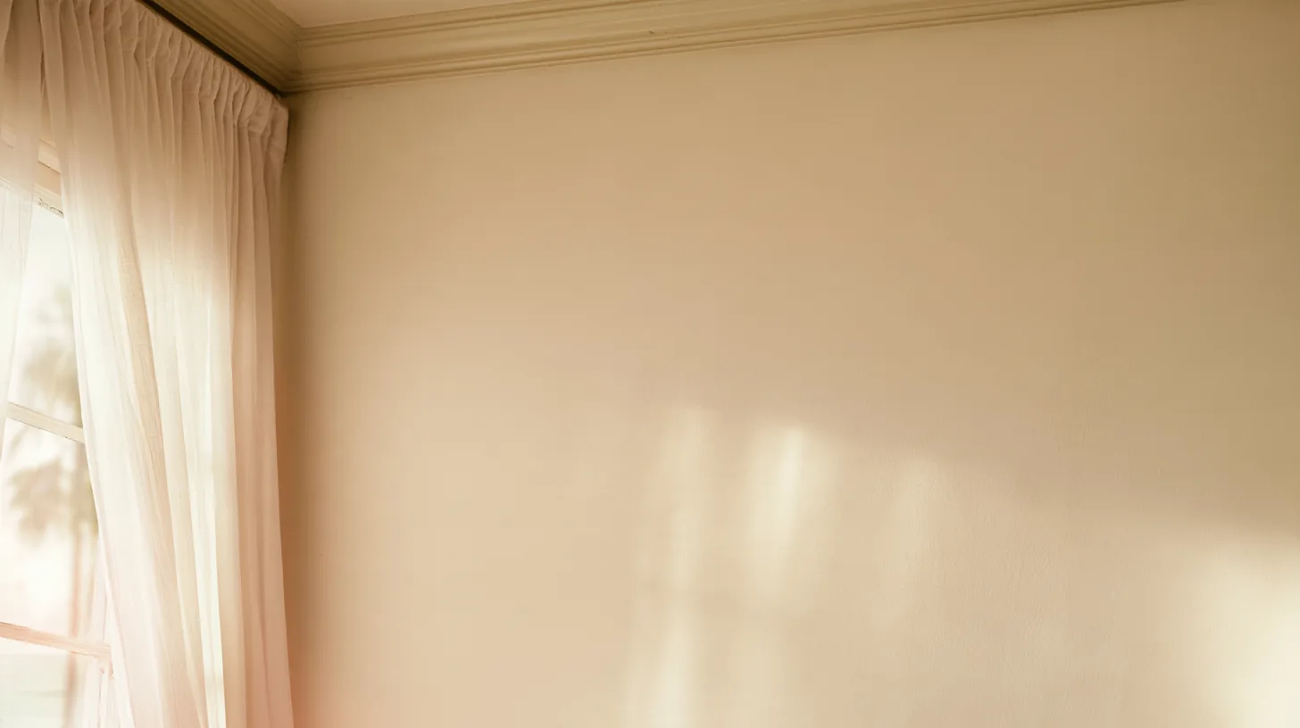 A soft neutral wall with natural light casting gentle shadows, creating a serene backdrop for professional settings.