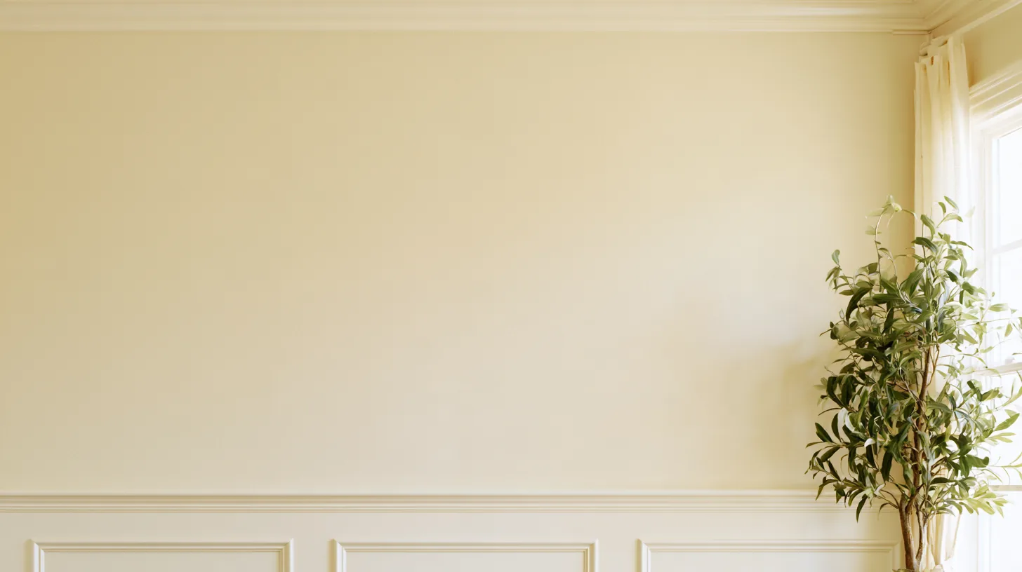 A soft neutral wall with a small green plant in the corner, creating a calm and professional setting.