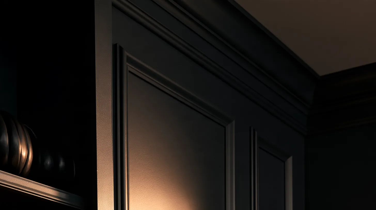 Textured dark wall corner with soft lighting, ideal for a corporate video call setting.