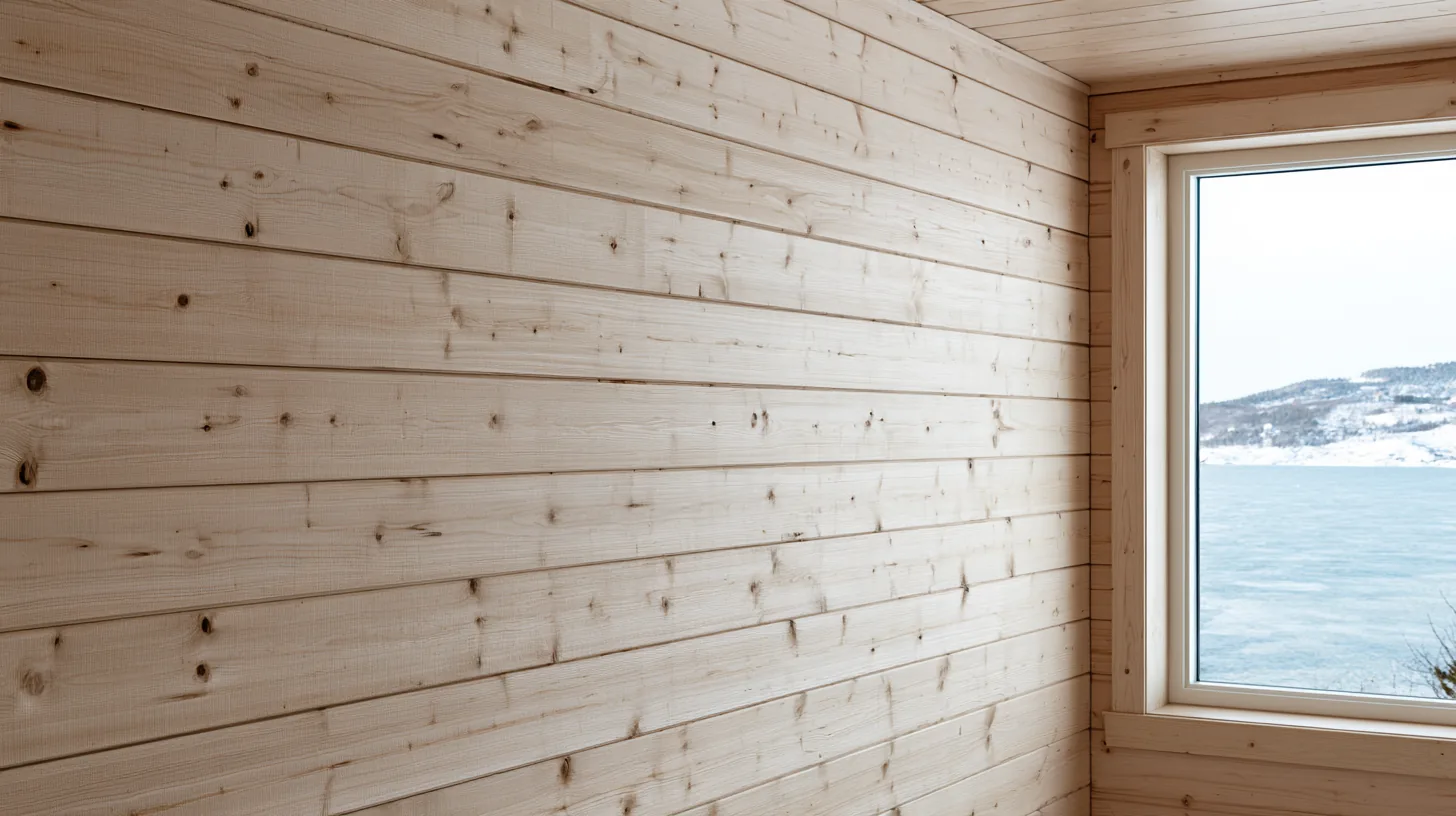 Light wood paneling fills the frame, with a window showing a serene outdoor view, creating a calm and professional setting.